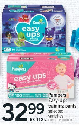 Fortinos Pampers easy-ups training pants, 68-112's offer
