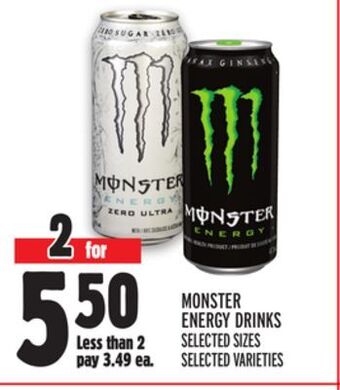 Metro Monster energy drinks offer