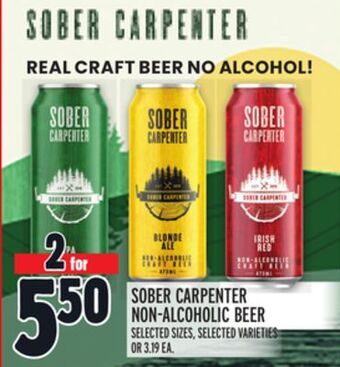 Metro Sober carpenter non-alcoholic beer offer