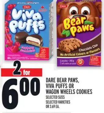 Metro Dare bear paws, viva puffs or wagon wheels cookies offer
