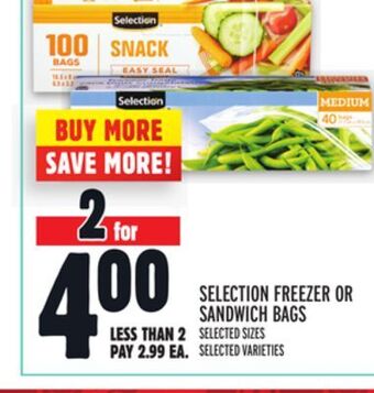 Metro Selection freezer or sandwich bags offer
