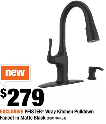Home Depot Pfister wray kitchen pulldown faucet in matte black offer