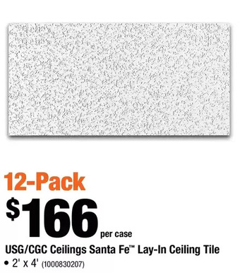 Home Depot Usg/cgc ceilings santa fe lay-in ceiling tile offer