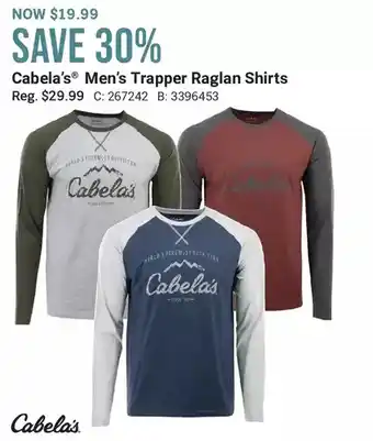 Cabela's Cabela's men's trapper raglan shirts offer