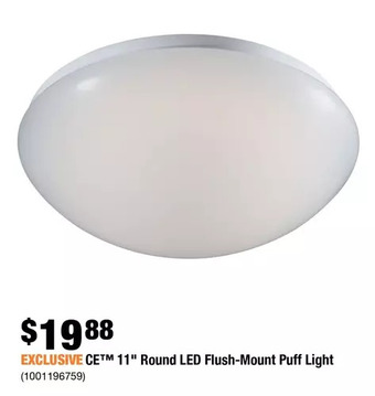 Home Depot Ce 11" round led flush-mount puff light offer
