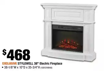 Home Depot Stylewell 38" electric fireplace offer
