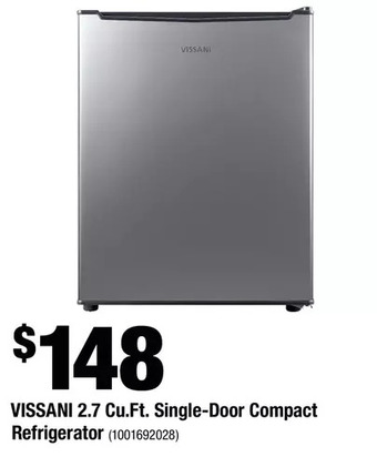 Home Depot Vissani 2.7 cu. ft. single-door compact refrigerator offer