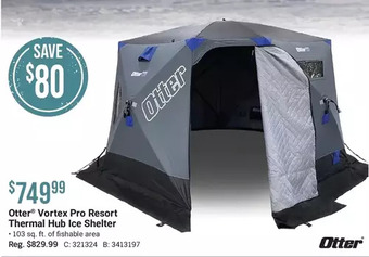 Bass Pro Otter vortex pro resort thermal hub ice shelter offer
