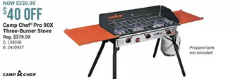 Cabela's Camp chef pro 90x three-burner stove offer