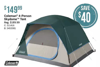 Cabela's Coleman 4-person skydome tent offer