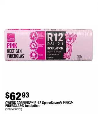 Home Depot Owens corning r-12 spacesaver pink fiberglas insulation offer
