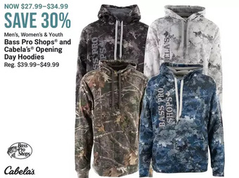 Cabela's Bass pro shops and cabela's opening day hoodies offer