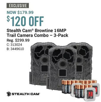 Cabela's Stealth cam browtine 16mp trail camera combo - 3-pack offer