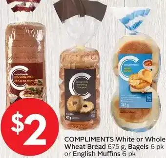 Foodland Compliments white or whole wheat bread, bagels or english muffins offer