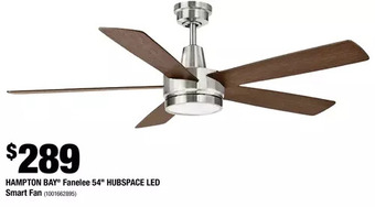 Home Depot Hampton bay fanelee 54" hubspace led smart fan offer