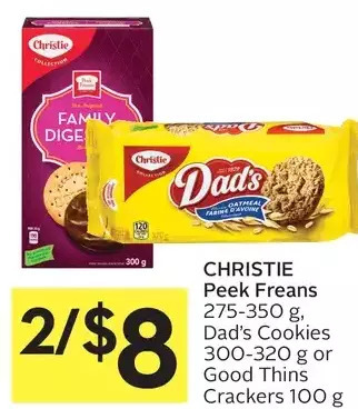 Foodland Christie peek freans, dad's cookies or good thins crackers offer