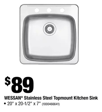 Home Depot Wessan stainless steel topmount kitchen sink offer