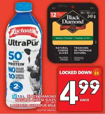 Food Basics Black diamond natural cheese slices | lactantia ultrapur milk offer