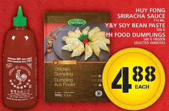 Food Basics Huy fong sriracha sauce | y&y soy bean paste | ph food dumplings offer