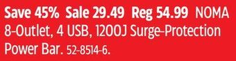 Canadian Tire Noma 8-outlet, 4 usb, 1200j surge-protection power bar offer