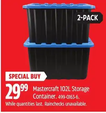 Canadian Tire Mastercraft 102l storage container offer