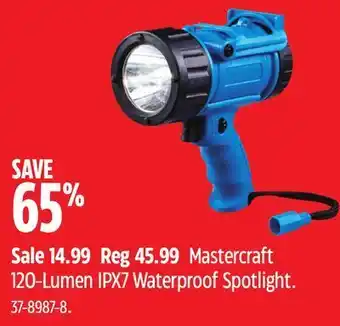 Canadian Tire Mastercraft 120-lumen ipx7 waterproof spotlight offer
