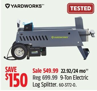 Canadian Tire Yardworks 9-ton electric log splitter offer