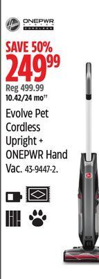 Canadian Tire Hoover evolve pet cordless upright + onepwr hand vac offer