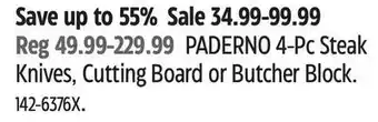 Canadian Tire Paderno 4-pc steak knives, cutting board or butcher block offer