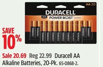 Canadian Tire Duracell aa alkaline batteries, 20-pk offer