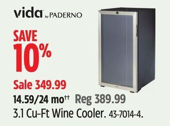 Canadian Tire Vida by paderno 3.1 cu-ft wine cooler offer