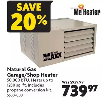 Home Hardware Natural gas garage/shop heater offer