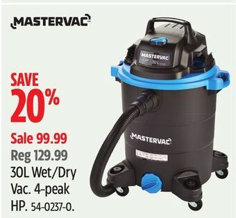 Canadian Tire Mastervac 30l wet/dry vac offer