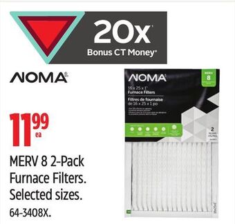 Canadian Tire Noma merv 8 2-pack furnace filters offer