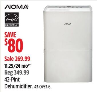 Canadian Tire Noma 42-pint dehumidifier offer