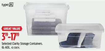 Canadian Tire Type a clarity storage containers offer