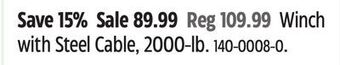 Canadian Tire Tundra tested winch with steel cable, 2000-lb offer
