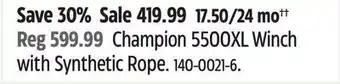 Canadian Tire Champion 5500xl winch with synthetic rope offer