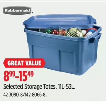 Canadian Tire Rubbermaid storage totes offer