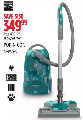 Canadian Tire Kenmore pop-n-go canister vacuums offer