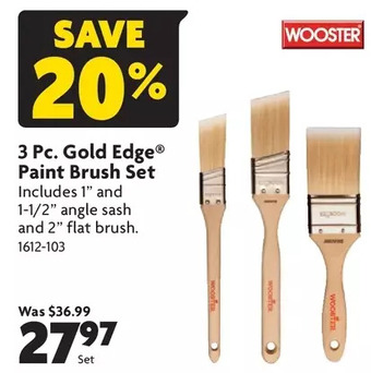 Home Hardware 3 pc. gold edge paint brush set offer