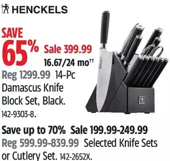 Canadian Tire Henckels 14-pc damascus knife block set, black | knife sets or cutlery set offer