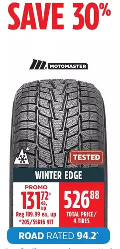 Canadian Tire Motomaster winter edge tires offer