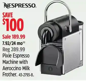 Canadian Tire Nespresso pixi espresso machine with aeroccino milk frother offer