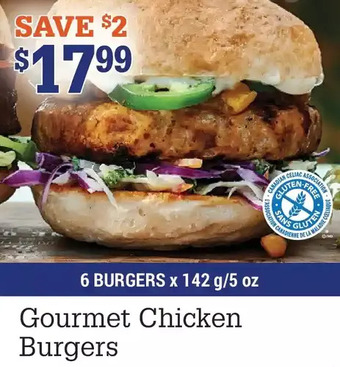 M & M Food Market Gourmet chicken burgers offer