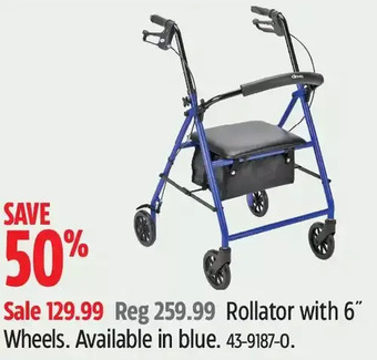 Canadian Tire Rollator with 6" wheels offer