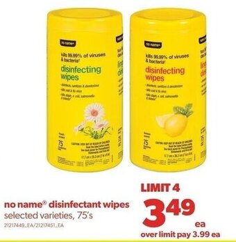 Real Canadian Superstore no name disinfectant wipes offer