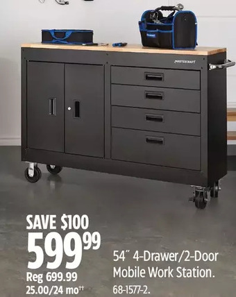 Canadian Tire 54" 4-drawer/2-door mobile work station offer