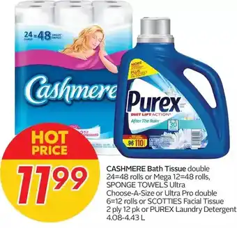 Sobeys Cashmere bath tissue, sponge towels ultra choose-a-size or ultra pro or scotties facial tissue or purex laundry detergent offer