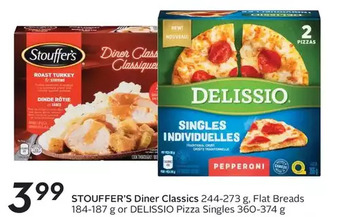Sobeys Stouffer's diner classics, flat breads or delissio pizza singles offer